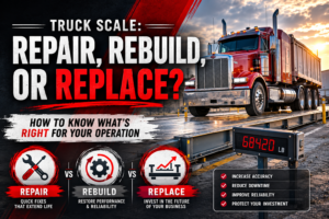 Illustration comparing truck scale repair, rebuild, and replacement options
